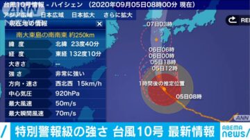 强台海神近颠峰 直扑日韩 日气象厅吁民众保命