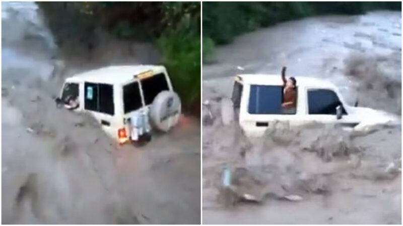 驚恐40秒！ 也門男開車「強闖洪水」 妻小5人死亡