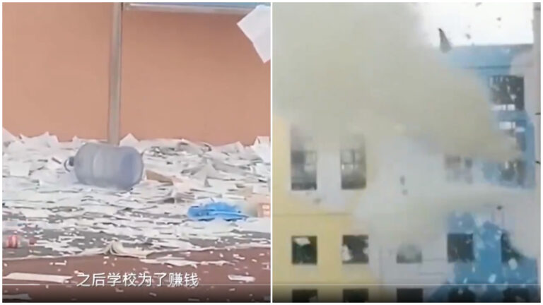 遼寧阜新最大民辦學校倒閉 學生撕書噴滅火器表不滿