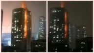 重庆高楼突发大火 火焰贯穿20多楼层(视频)