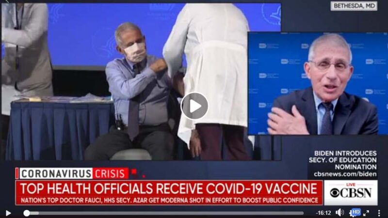 美防疫專家福西左臂打疫苗 隔天拍右臂喊疼(視頻)