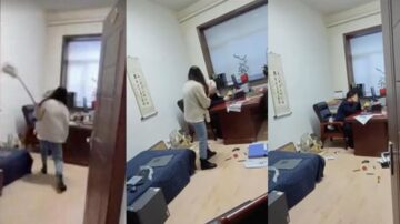 黑龍江官員涉性騷擾 被女下屬用拖把打臉(視頻)