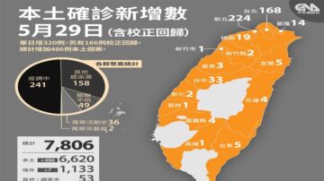 台29日增320例本土166例校正回歸 21死再創新高