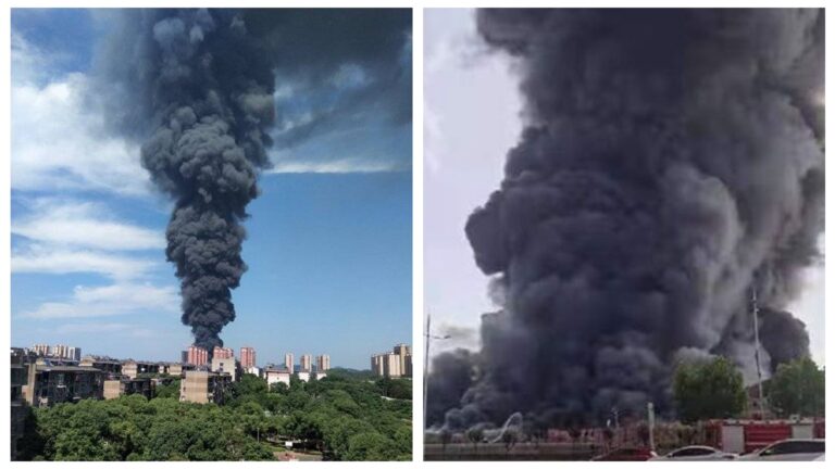 長沙一倉庫起火 蘑菇雲竄天 網驚如原子彈爆炸(視頻)