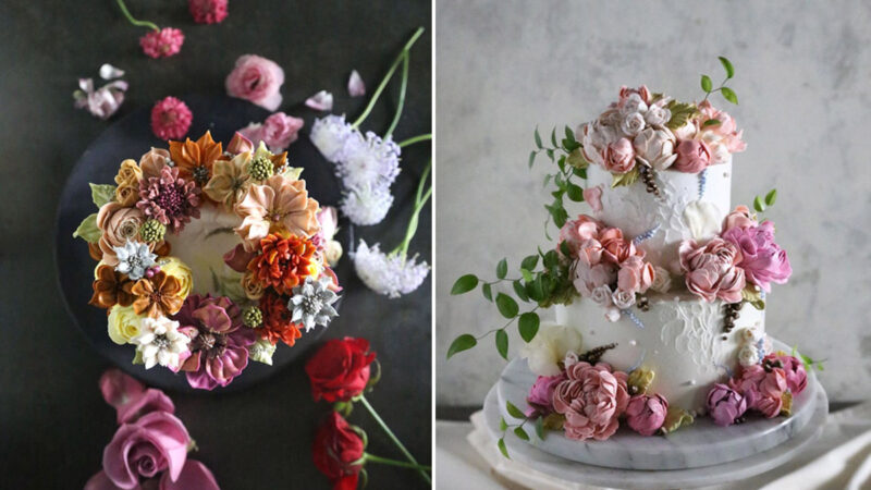 组图：韩国蛋糕师梦幻般的花朵蛋糕 不忍吃