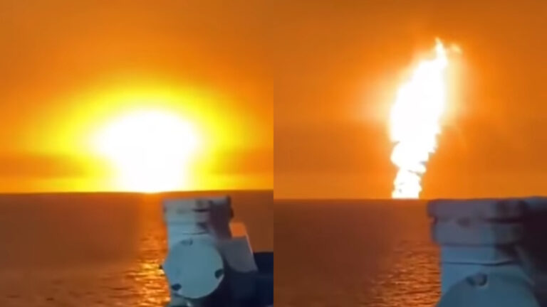 里海水域突發爆炸 噴出巨大火球、火柱衝天