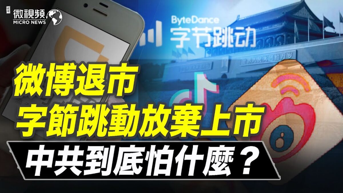 【微视频】滴滴之后三家公司又被查；五毛抓特务被打脸！字节跳动放弃上市，微博要退市，中共到底怕什么？