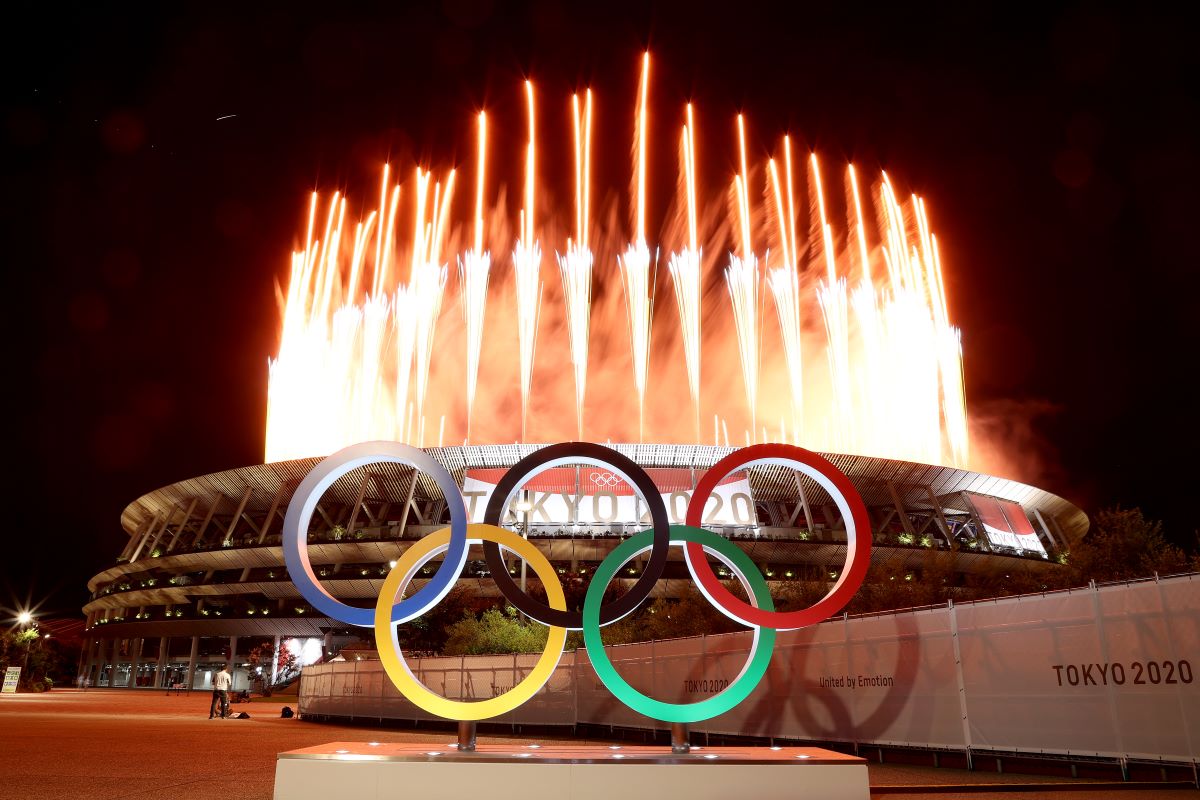 7月23日晚間東京奧運開幕式煙火秀(Lintao Zhang/Getty Images)