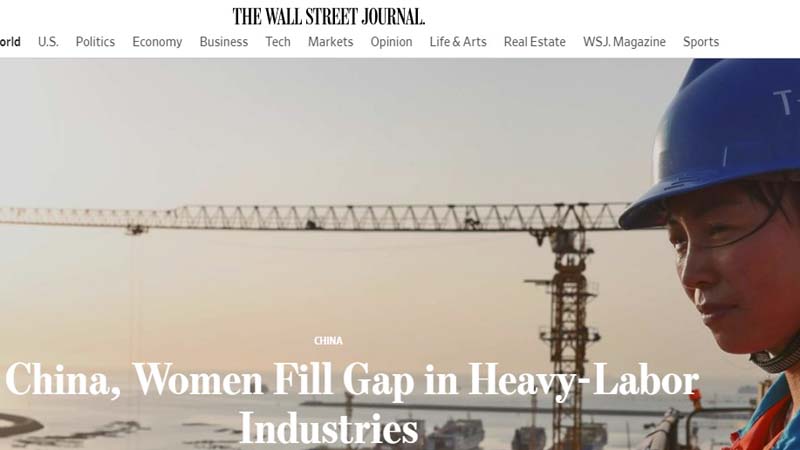 美媒：中國男勞力不足 女性正填補重體力行業