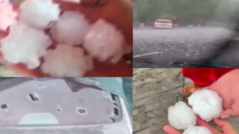 黑龍江大慶突遭冰雹襲擊 汽車玻璃被砸爛(視頻)