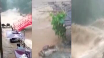 广东暴雨酿灾 清远街道成河 景区山洪爆发(视频)