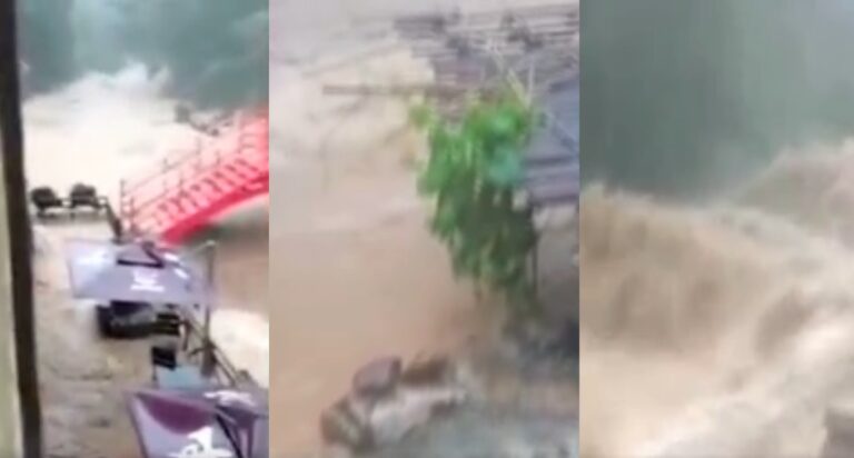 廣東暴雨釀災 清遠街道成河 景區山洪爆發(視頻)