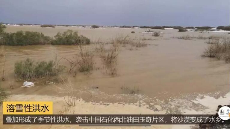 新疆大沙漠爆發洪災 300多平方公里變汪洋