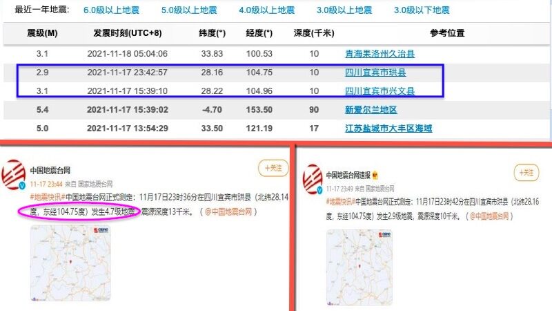 四川宜宾市深夜地震 中国地震台删除4.7级通报