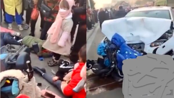 家长送孩子上学高峰期 河南周口车祸致多人死伤（视频）