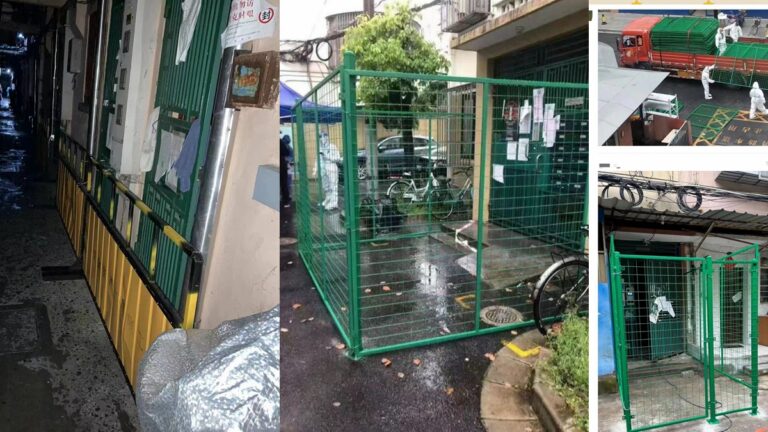 上海封控再度升級 多區動用鐵網、鋼板封門封路
