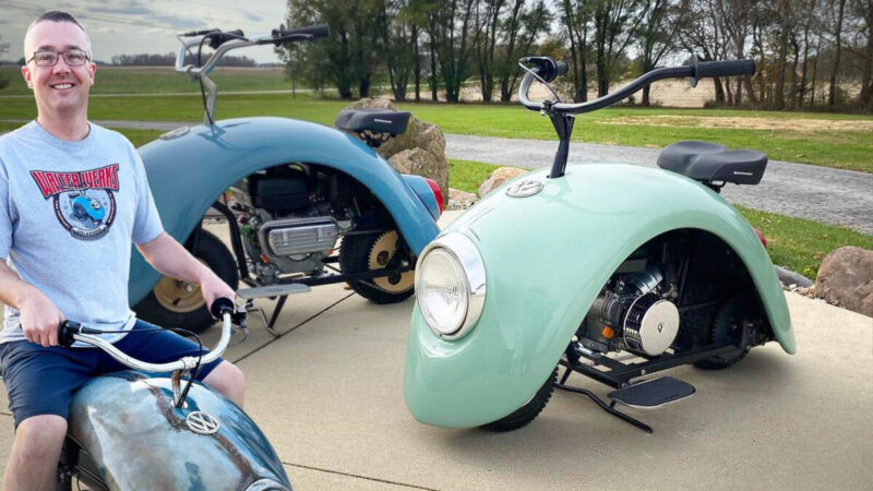 美國男創意十足 將原裝甲殼蟲改成迷你摩托車