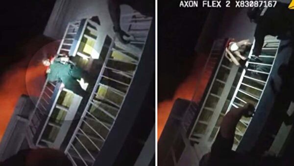 公寓清晨大火 佛州警察冒死爬阳台救下女婴