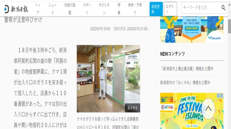 日本新潟「熊入侵」商店 30多人被嚇到