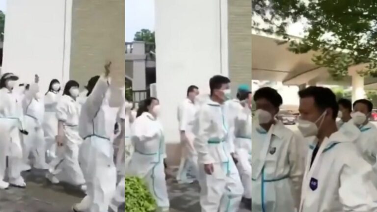 薪資遭苛扣 上海靜安區志願者遊行討薪