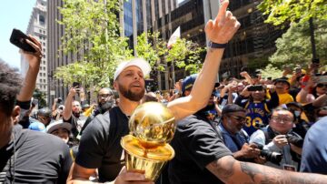 組圖：金州勇士隊NBA奪冠 街頭遊行慶祝