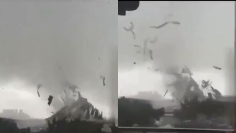 广东接连出现四次龙卷风 厂房屋顶被掀飞（视频）