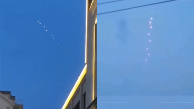 浙江台州驚現8個UFO 連成直線詭異移動 （視頻）