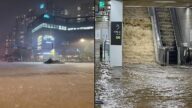 暴雨袭韩国首都圈 男困车顶地铁现大瀑布 酿7死6失踪