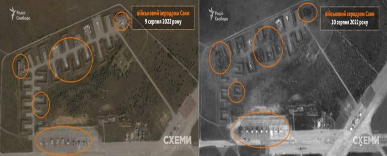 克里米亞俄基地爆炸 衛星影像：好幾架軍機被毀