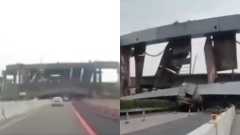 广东一在建高架桥垮塌 砸中大货车 画面震撼（视频）