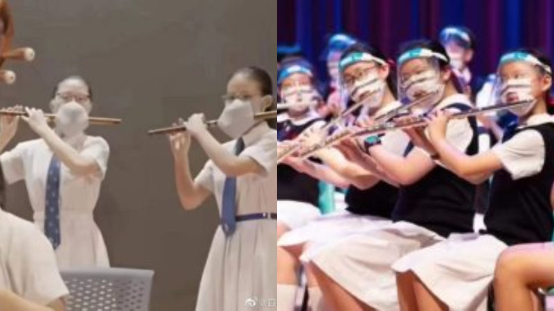香港學生戴口罩吹笛子 民諷：疫情下的魔幻演出