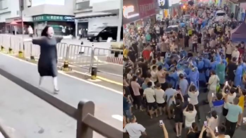 深圳女街頭赤腳狂奔 高喊：過度防疫，還我自由！（視頻）