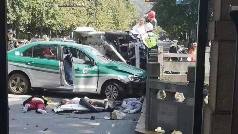 白色轎車直衝浙江大學校門 撞倒多人