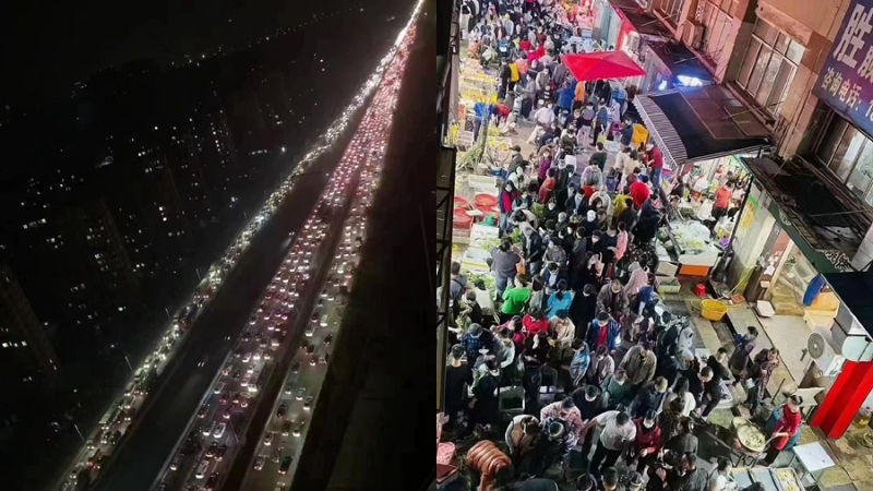 武漢某區靜默5天 大批居民深夜駕車逃離（視頻）