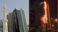 迪拜35层摩天楼半夜陷火海 全球最高楼在附近