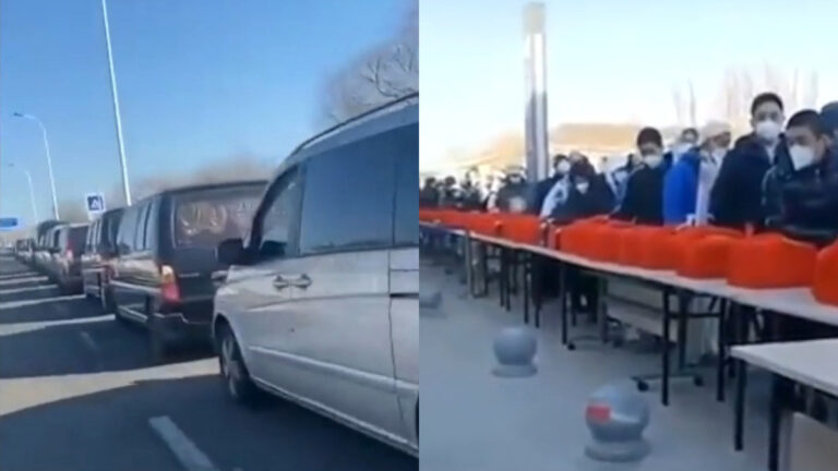 天津火化車綿延數公里 遺屬排長隊領骨灰