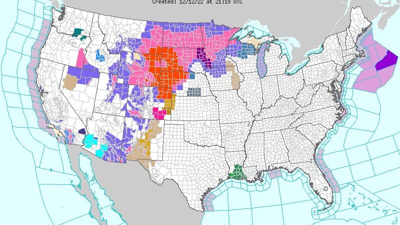 大風暴席捲美國 多個州發布暴雪警告