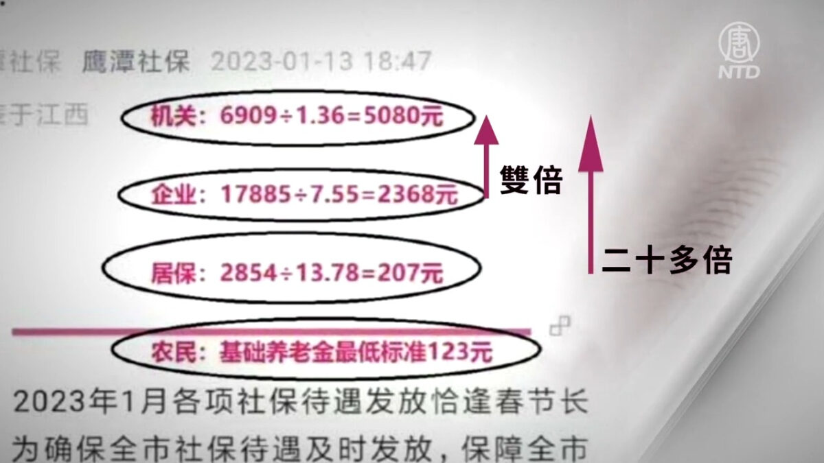 【禁闻】鹰潭泄密 中共退休人员养老金高民众数倍