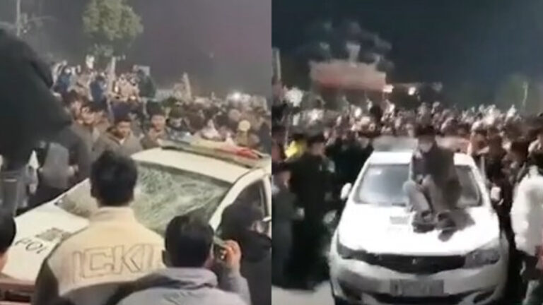 河南鹿邑禁放煙花爆衝突 民眾推翻警車