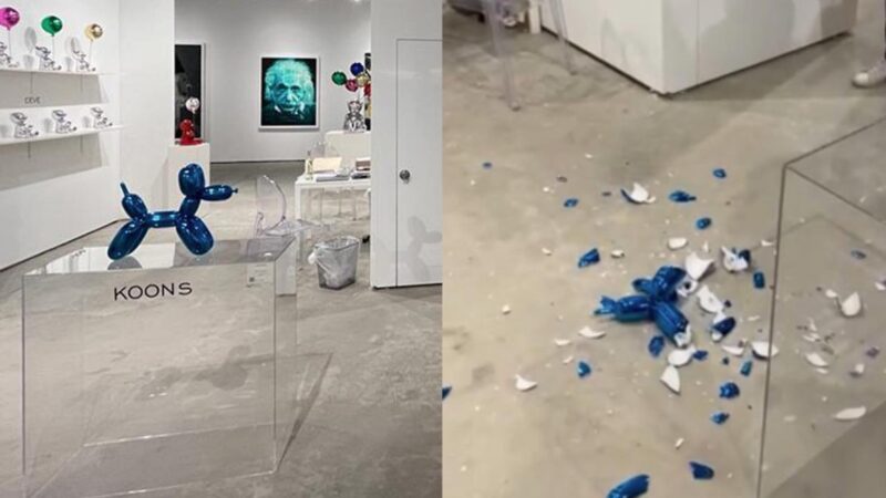 价值4.2万美元气球狗雕塑 佛州展出意外摔成碎片