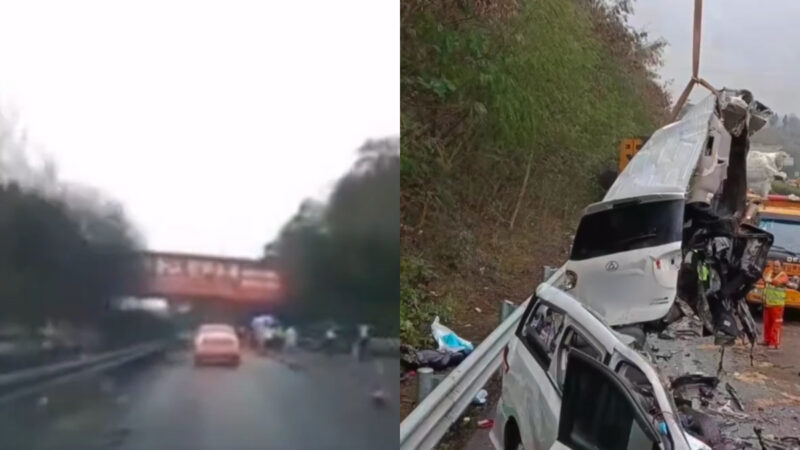 成渝高速两车相撞 面包车内6人死亡 车辆全毁