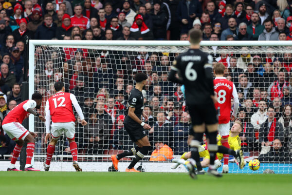 LONDON, ENGLAND - MARCH 04: Philip Billing of AFC Bournemouth scores the team's first goal during the Premier League match between Arsenal FC and AFC Bournemouth at Emirates Stadium on March 04, 2023 in London, England. 