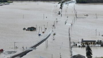多地暴雨洪灾 加州紧急修复破损河堤