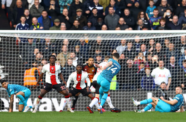 SOUTHAMPTON, ENGLAND - MARCH 18: Ivan Perisic of Tottenham Hotspur scores the team's third goal during the Premier League match between Southampton FC and Tottenham Hotspur at Friends Provident St. Mary's Stadium on March 18, 2023 in Southampton, England. (Photo by Michael Steele/Getty Images)