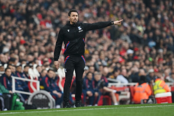LONDON, ENGLAND - MARCH 19: Paddy McCarthy, Interim Manager of Crystal Palace, reacts during the Premier League match between Arsenal FC and Crystal Palace at Emirates Stadium on March 19, 2023 in London, England. (Photo by Shaun Botterill/Getty Images)