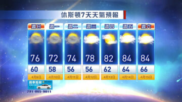 休斯顿一周天气预报（4月9日至15日）