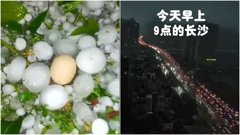 貴州冰雹大過鷄蛋 長沙暴雨白晝如夜（視頻）