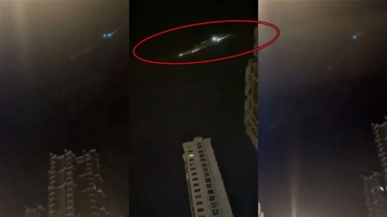 中國新聞快報：哈爾濱夜空驚現成串發光不明飛行物