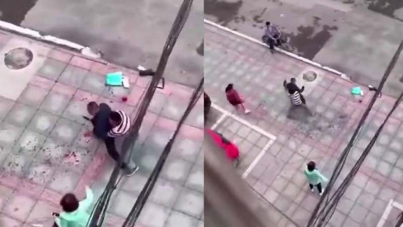 广东新兴县当街砍人 男子刚办完离婚刀伤前妻