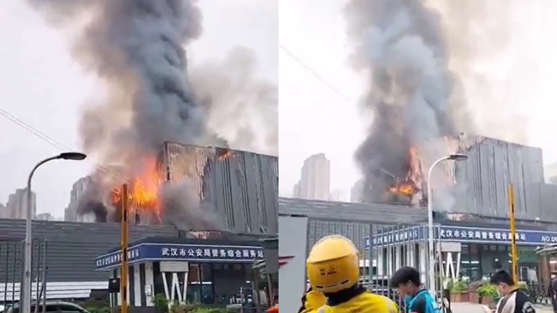 武漢一大樓起火 有人從6樓跳窗逃生（視頻）